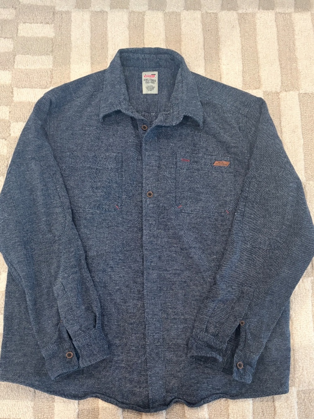 Dickies Thick Cotton Flannel Men's Dark Blue Button Up 2XL